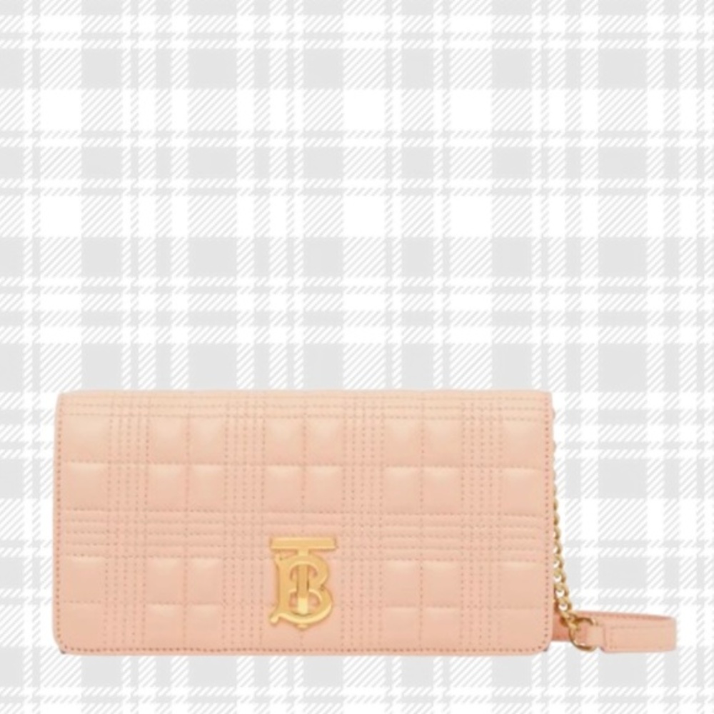 BURBERRY - Lola Quilted Leather Wallet on a Strap-Peach Pink - Picture 1 of 15